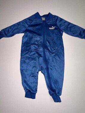 PUMA Blue long sleeve coverall romper for infant size 3-6 Mo #720